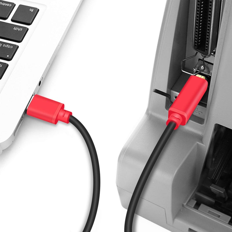 Tan QY كابل طابعة تان QY بطول 16 قدم، USB 2.0 عالي السرعة مع موصلات مطلية بالذهب، كابل طابعة سكانر من نوع A Male إلى B Male متوافق مع HP وCanon وLexmark وDell وXerox وSamsung وغيرها (16 قدم، أحمر) - Image 4